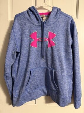 Under Armour Heather Blue Hoodie with Pink Logo